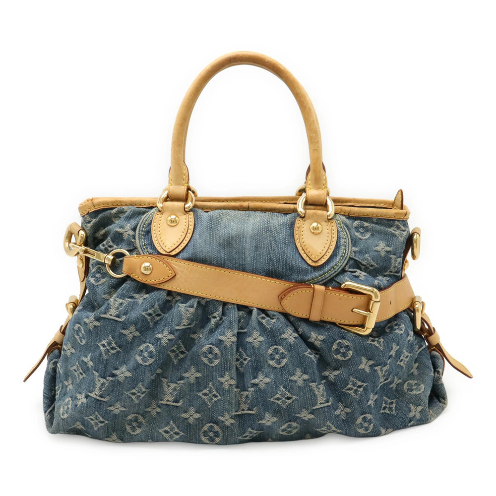 LOUIS VUITTON Monogram Denim Neo Cabby Tote Bag Handbag Shoulder Blue